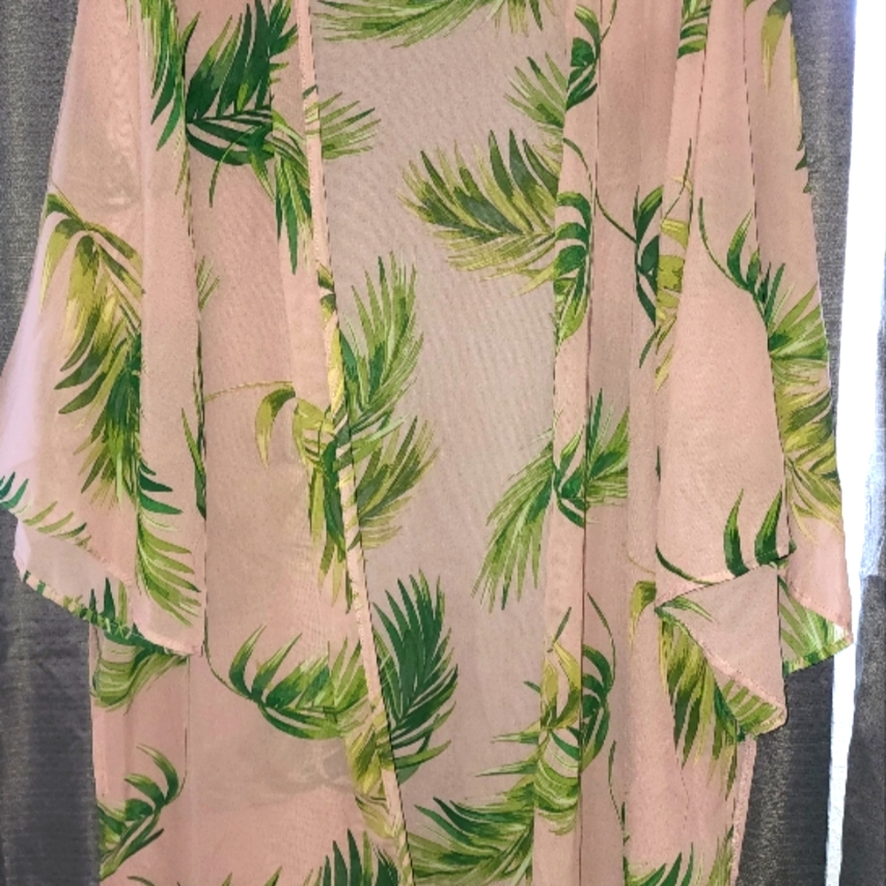 Tropical Sheer Pink Cover Up
